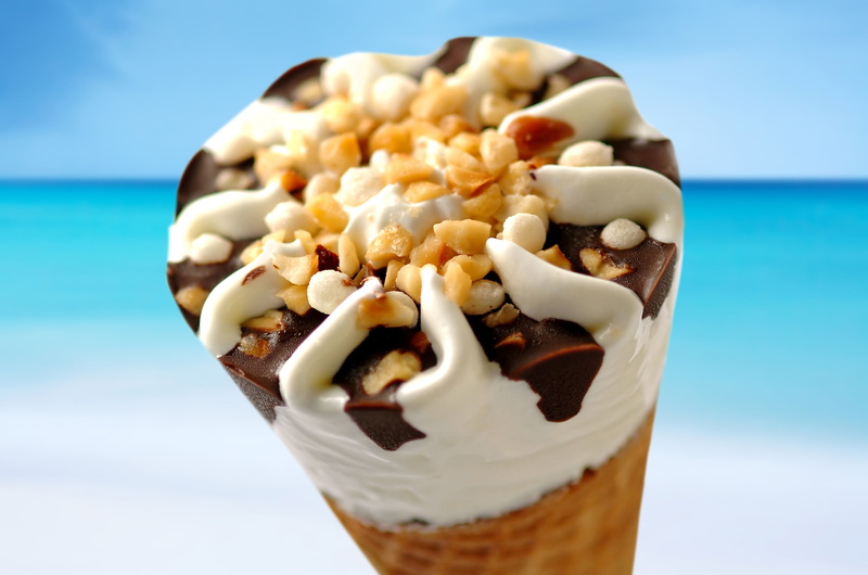 sweet food, no people, horn, summer, day, ice cream, focus on foreground, freshness, sweet, vanilla, close-up, still life, water, horizon over water, the sun