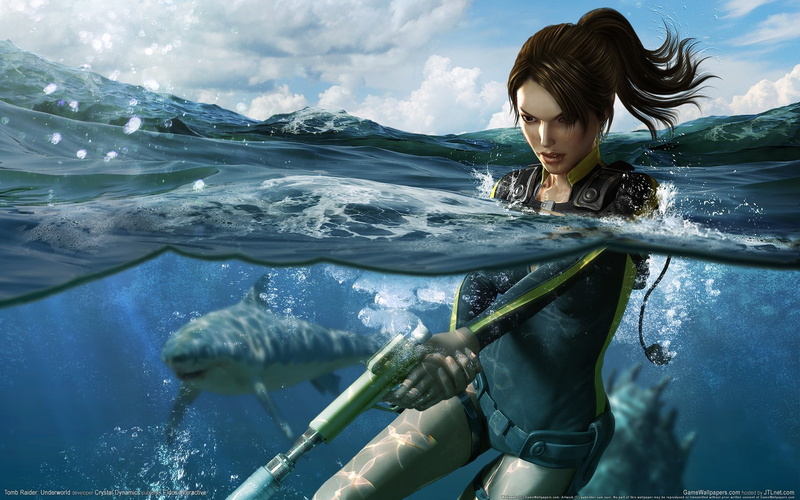 front view, nature, illustration, outdoors, females, young adult, young women, holding, Tomb Raider, adult, water, leisure activity, three quarter length