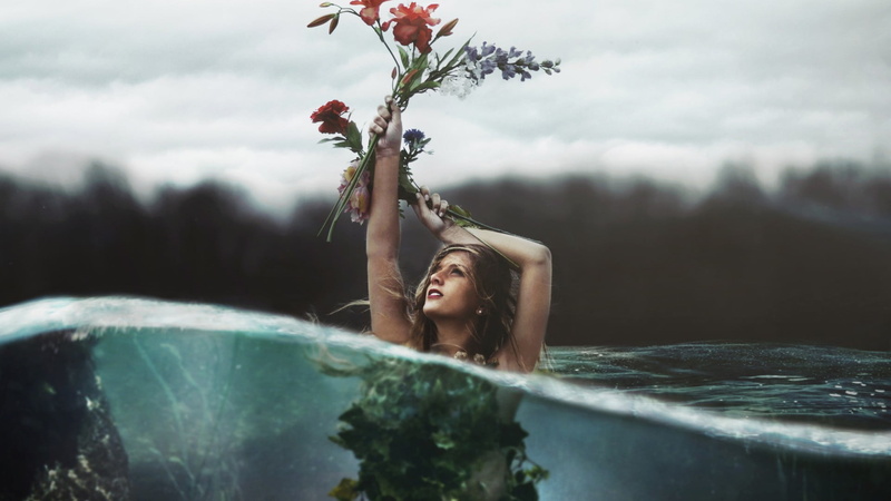 women, nature, young adult, relaxation, flowers, tree, portrait, outdoors, freedom, beauty in nature, young women, leisure activity, sea, happiness, bouquets