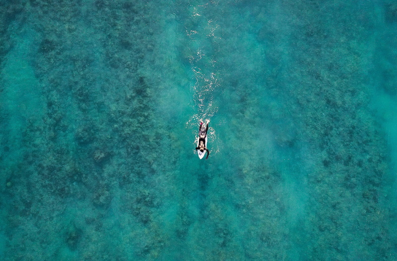 adventure, nature, outdoors, daytime, high angle view, people, surfer, surfboard, clothing, photography, body, green, undersea, aerial, riding, vacations