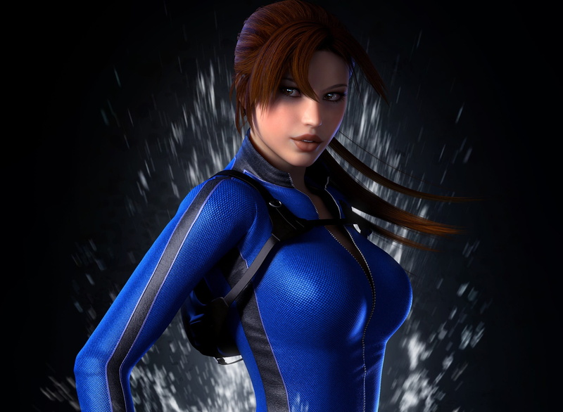 black background, wetsuit, lifestyles, digital, 1080P, indoors, beautiful woman, adult, night, portrait, background, waist up, suit, front view, women