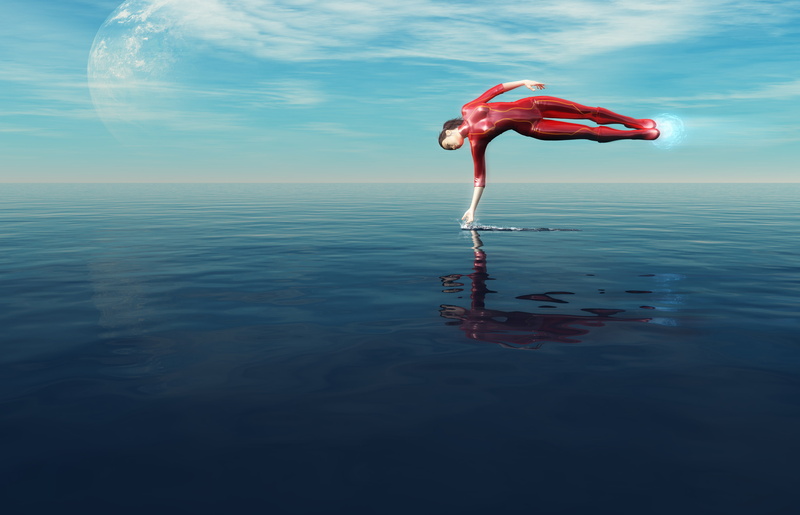 touch, woman, rippled, 4K, beauty in nature, reflection, day, no people, waterfront, horizon, water, sky, nature, girl, horizon over water, red, wetsuit