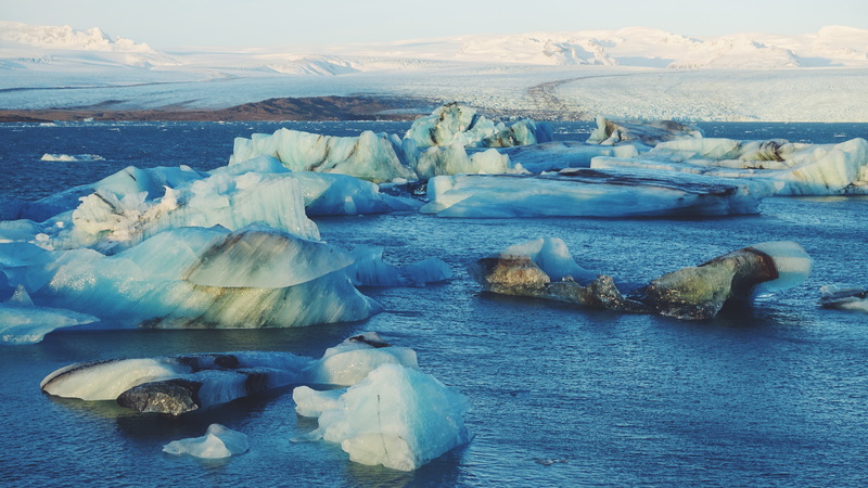 beauty In Nature, lake, scenics - nature, travel, sky, blue, snow, sea, jokulsarlon Lagoon, white, no People, scenics, ice Floe, rock - Object, cold - Temperature