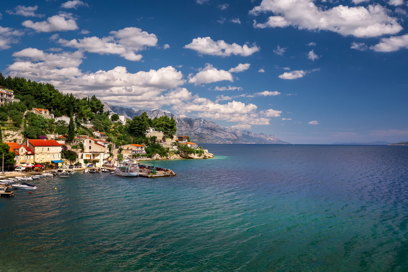 village, Adriatic Sea, scenics - nature, cloud - sky, Omiska Riviera, beach, Mimice Village, coast, shore, beauty in nature, sea, outdoors, tranquility