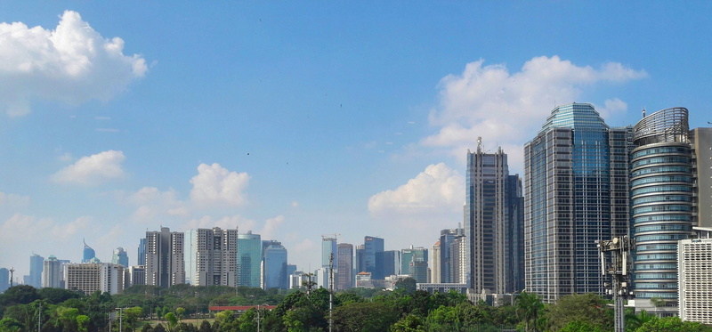 architecture, sky, jakarta, downtown, financial district, tower, nature, landscape, work, city, building exterior, clouds, urban, indonesia, panorama, blue sky