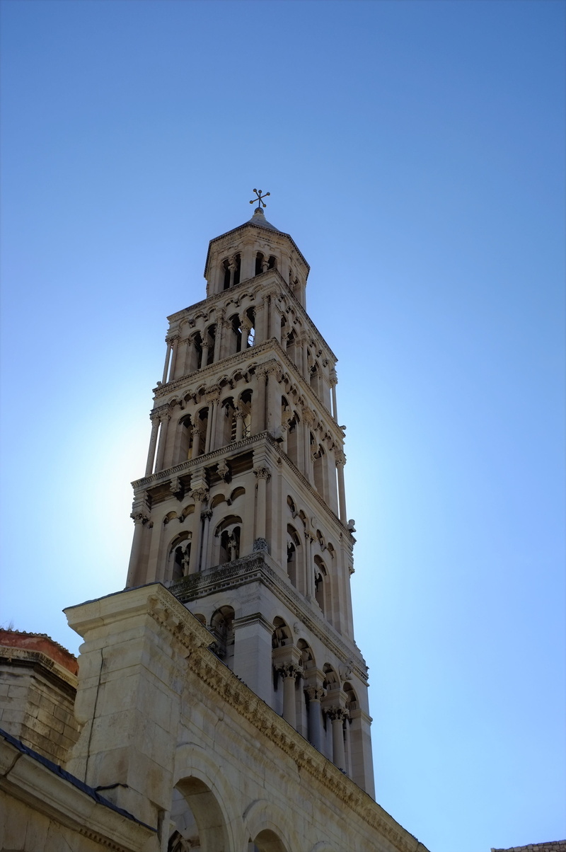 cathedral of saint domnius, low angle view, st domnius, blue, building exterior, tower, croatia, st duje, building, nature, travel destinations, diocletian palace