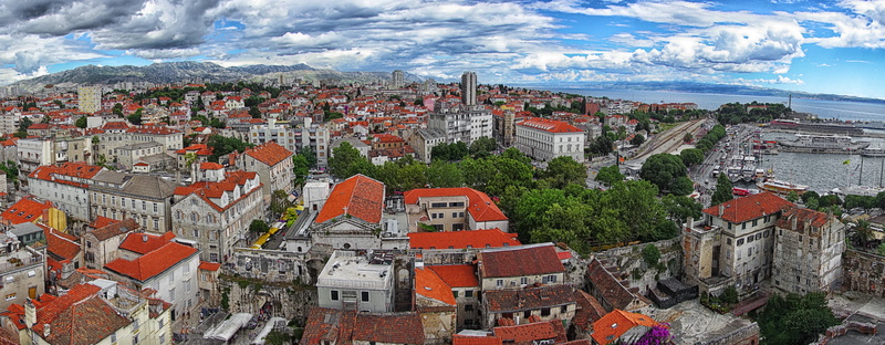 the past, panorama, building exterior, cityscape, 5K, europe, dalmatia, town center, residential district, no people, tourism, built structure, town, roof