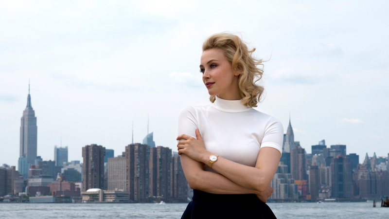 model, watch, cityscape, 1080P, natural light, river, red lipstick, shirt, short hair, looking away, young woman, white shirt, collar, women, women outdoors