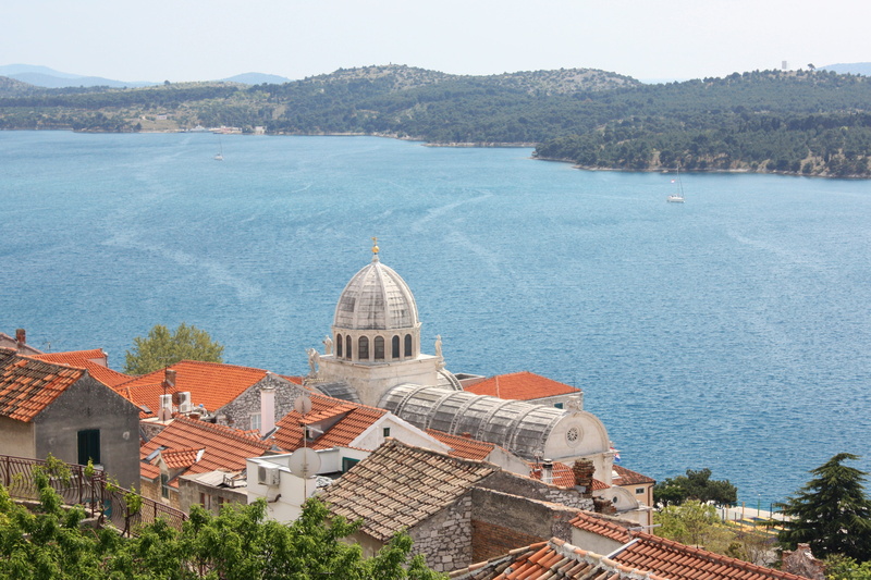 building, day, city, aerial, building exterior, Dalmatia, orange, travel destinations, concrete, white, no people, religion, water, Šibenik, Sea, landscape