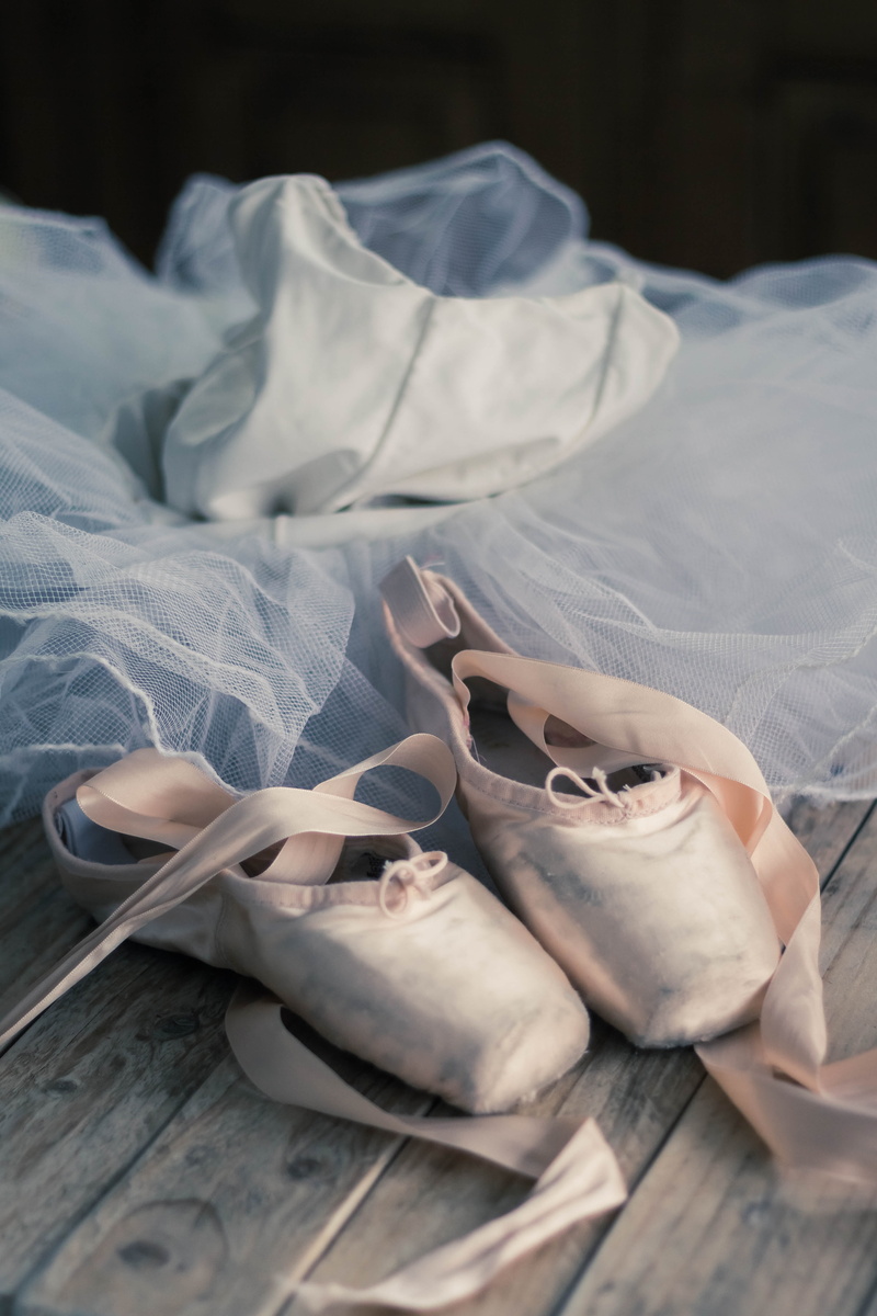 personal accessory, absence, shoe, high angle view, pair, white, linen, relaxation, dance, wood - material, 4K, furniture, dancer, classic dance, foot