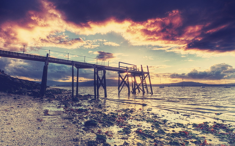 sea, idyllic, water, wood - material, nature, land, beach, sand, beauty in nature, landscape, tranquil scene, seashore, cloud - sky, clouds, scenics - nature