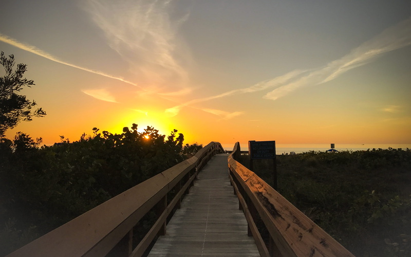 tranquility, naples, water, scenics - nature, sunset, plant, direction, golden, sky, gulf coast, path, florida, nature, orange color, horizon, tree, beauty in nature