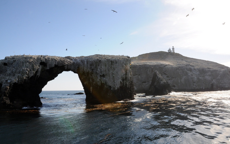 Sun, cliff, photography, 2K, nature, lighthouse, sea, rock