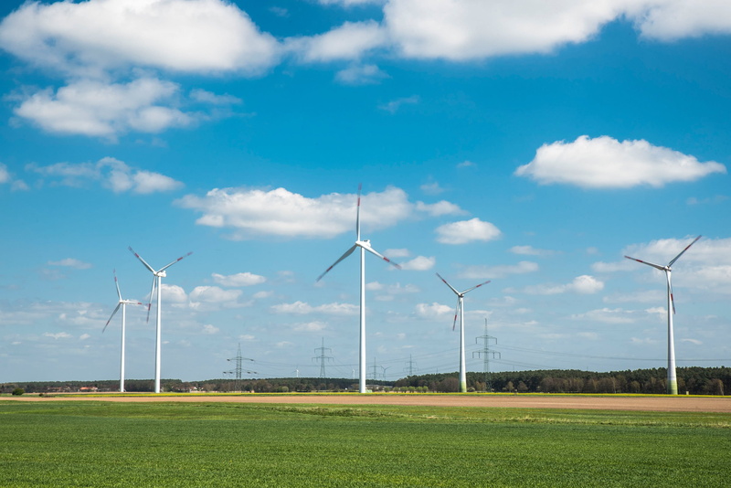 field, eco electricity, power line, power generation, wind, power in nature, outdoors, energy, plant, sky, ecology, current, forward, rotor, blue sky, sustainable resources