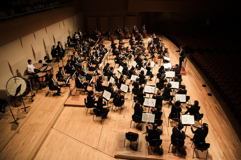 Orchestra, indoors, real people, sitting, built structure, women, crowd, musicians, Beethoven, architecture, adult, chess, flooring, Chorus, high angle view