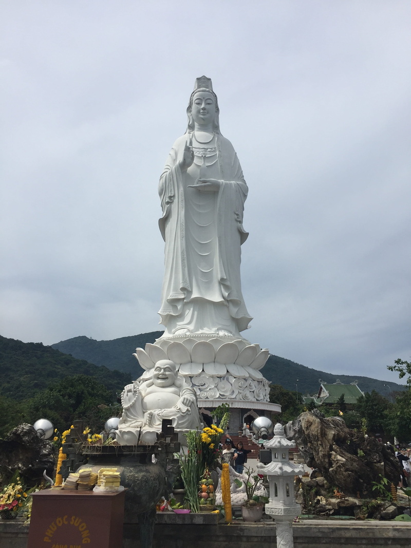 sky, sculpture, art and craft, Da Nang, plant, architecture, place of worship, day, built structure, creativity, belief, outdoors, statue, Vietnam, representation