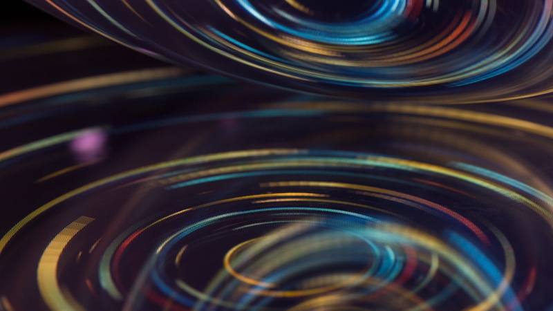 CGI, indoors, geometric shape, full frame, circle, film industry, concentric, close-up, black background, shape, film reel, no people, studio shot, 1080P