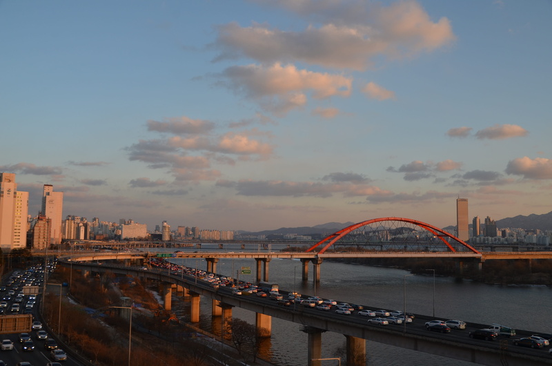 arch, bridge, skyscraper, bridge - man made structure, travel destinations, sky, cityscape, sunset, korea co ltd, transportation, architecture, structure