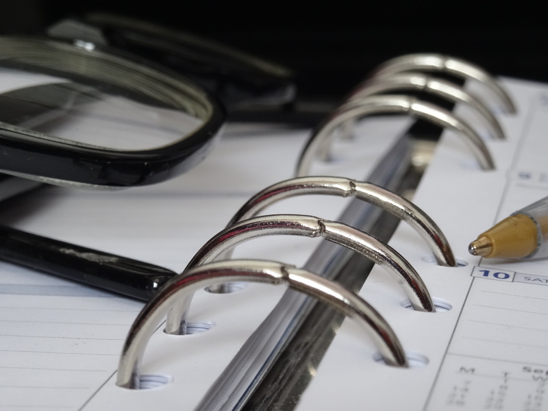 5K, page, glasses, plan, fountain pen, planner, paper, diary, focus on foreground, black, secretary, blank, silver colored, spring, still life, organizer