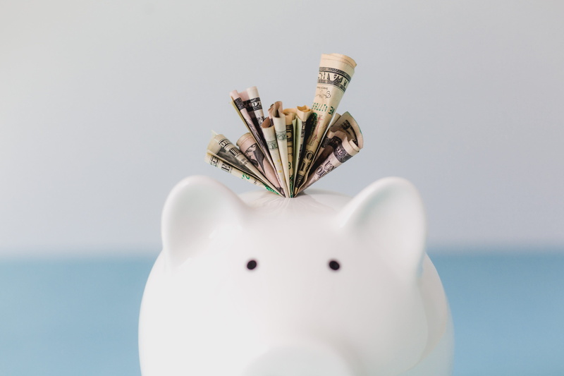 retirement, close-up, business, wealth, corporate business, indoors, paper currency, dollar sign, copy space, no people, Piggy bank, banking, Bank, finance and economy