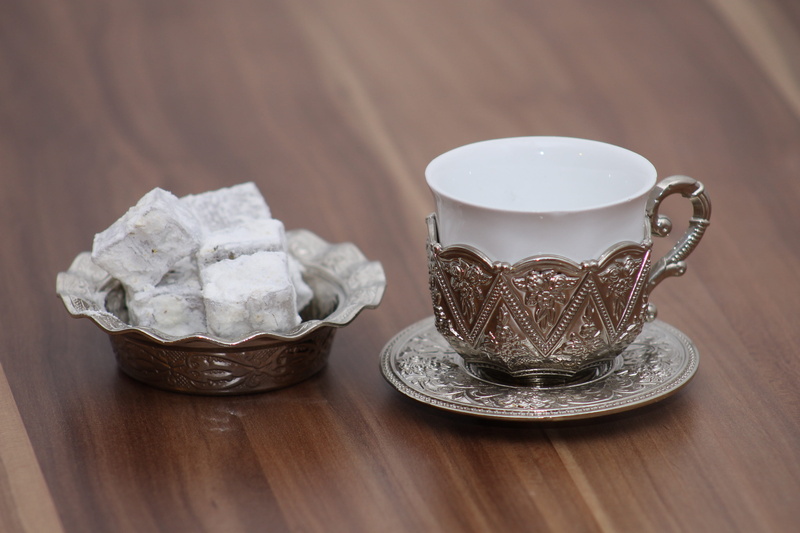 table, teapot, tea cup, close-up, food, food and drink, ramadan, silver colored, indoors, turkish mocha, high angle view, cup, saucer, wood - material