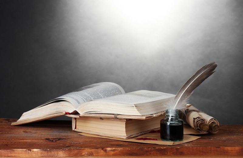 the past, history, open, wood - material, antique, literature, ink well, 1080P, book, hardcover book, quill pen, document, table, feather, education, indoors