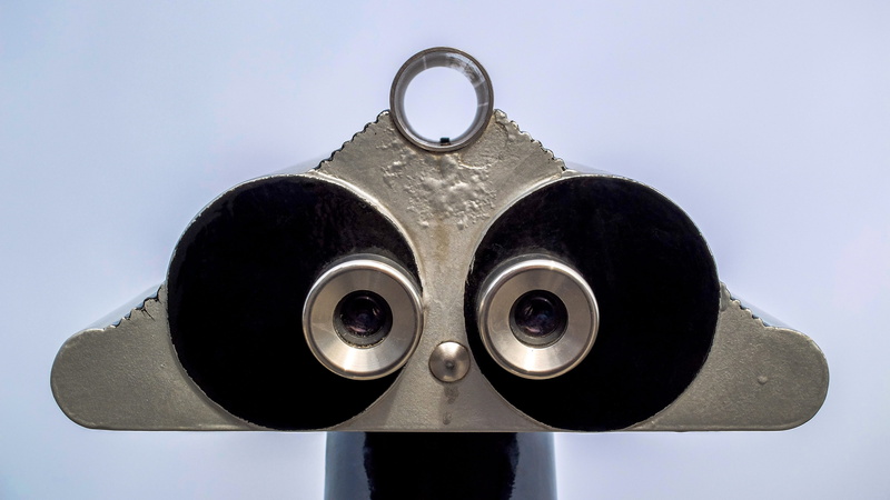 indoors, white background, handle, 4K, eye, cut out, spyglass, look, binocular, optical instrument, magnification, metal, old, observe, silver colored