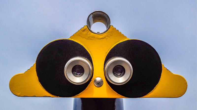 outdoors, shape, telescope, safety, 4K, observe, no people, binoculars, blue background, nature, sky, fun, spyglass, eye, day, geometric shape, binocular