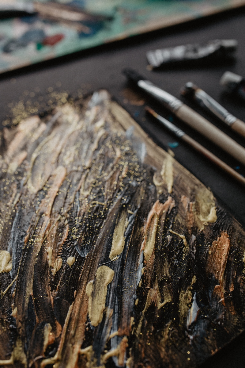 high angle view, healthy eating, wood - material, food, selective focus, preparation, wellbeing, seafood, painting, paint, artist, japanese food, art, canvas