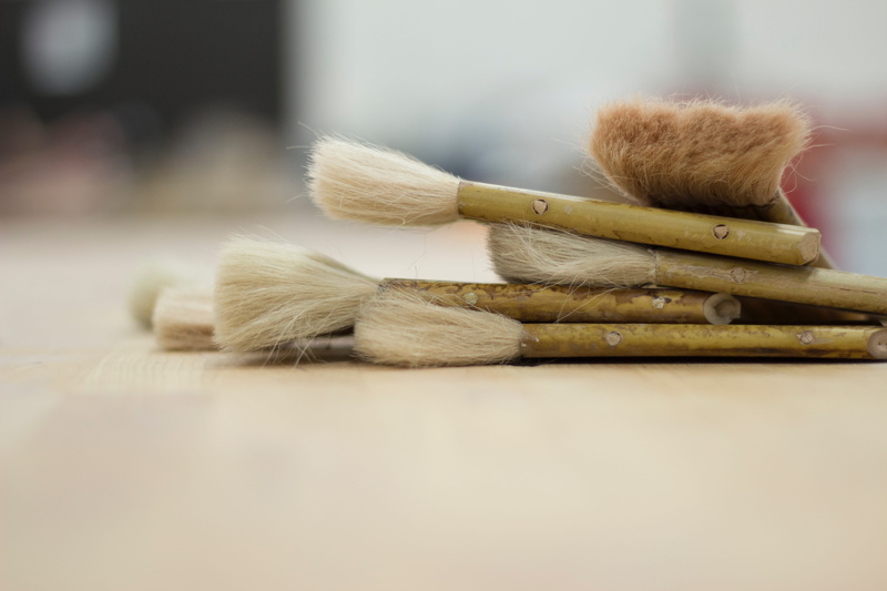 still life, wood - Material, art and Design, representation, selective focus, Artist, creativity, art and craft, no people, day, brushes, toy, stack, table