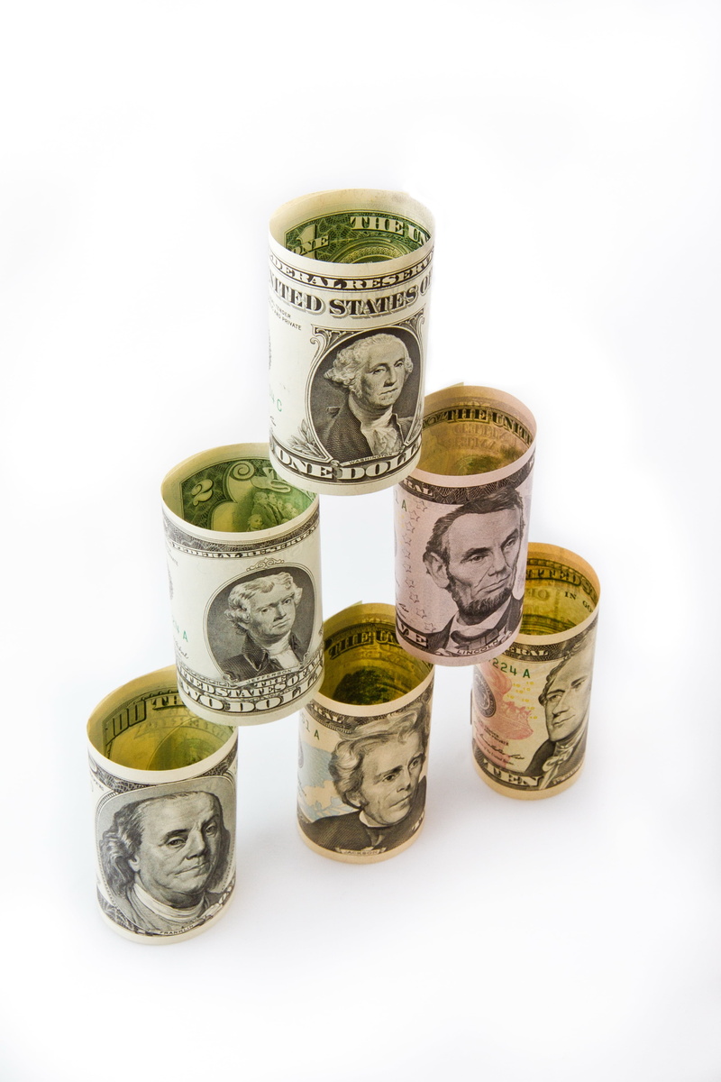 dollar sign, cash, cash money, federal reserve system, us, success, studio shot, savings, credits, green, cut out, financial pyramid, money, six, bank