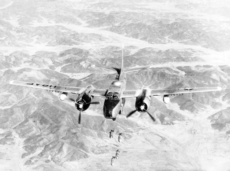 vintage, air vehicle, human arm, sport, invader, extreme sports, high angle view, flying, day, helicopter, bomber, real people, USAF Douglas B-26B, photos