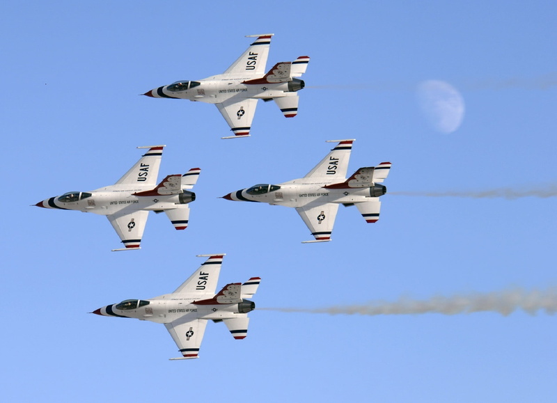 air force, sports activity, airshow, jet, side view, fighting falcons, sky, planes, explosive, aerospace industry, army, aerobatics, air vehicle, practicing