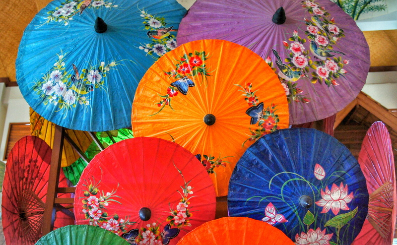 umbrella, variation, low angle view, protection, foldable, handmade, chiang mai, oriental, market, summer, 4K, no people, art and craft, paper, security
