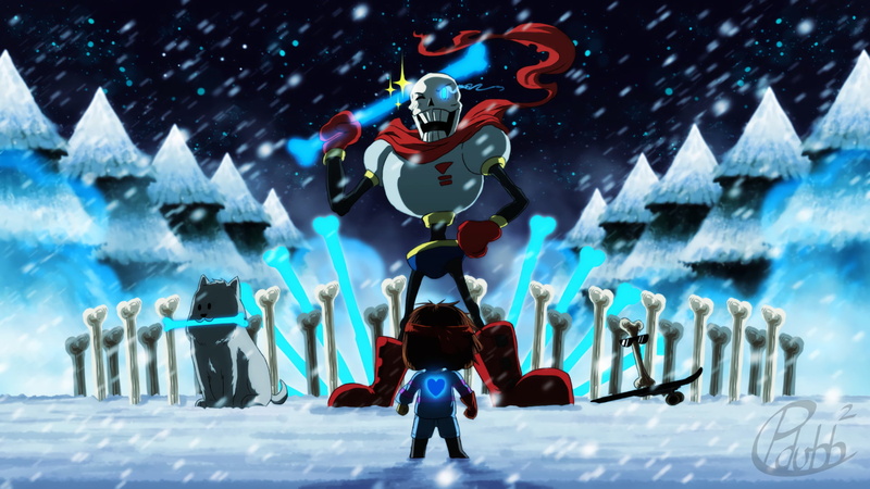outdoors, architecture, Video Game, men, cold temperature, 1080P, leisure activity, representation, lifestyles, Undertale, decoration, day, snow, winter