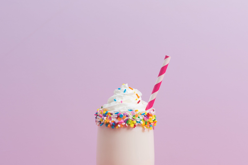 sweet food, close-up, ice cream, birthday, Pink, photo, unhealthy eating, indoors, studio shot, pink color, temptation, Dessert, milkshake, Food, multi colored