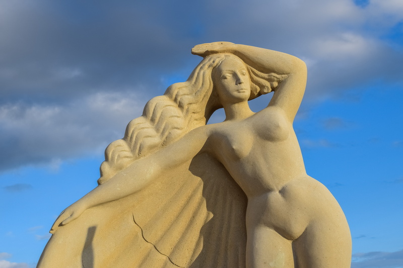 5K, representation, male likeness, cloud - sky, mythology, sculpture park, angel, no people, day, fine art statue, low angle view, sky, woman, art and craft