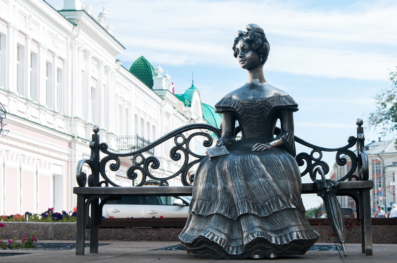 male likeness, cloud - sky, russia, monument of architecture, outdoors, day, human representation, historical, creativity, lyuba, tourism, sculpture, omsk