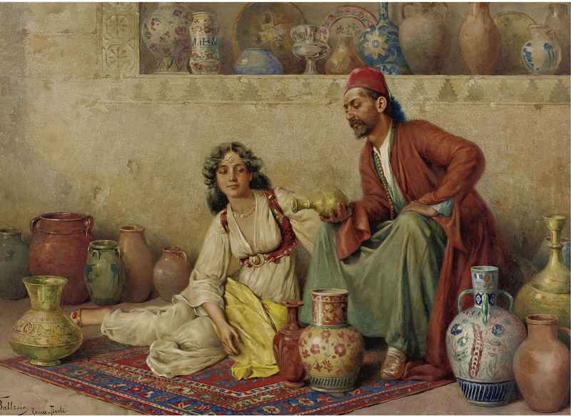 720P, arabe, arte, pintura, anforas, mujer, hombre