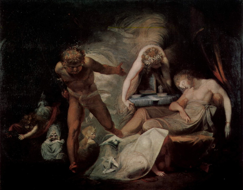 indoors, group of people, young adult, human representation, men, creativity, women, Henry Fuseli, digital composite, classic art, full length, the past