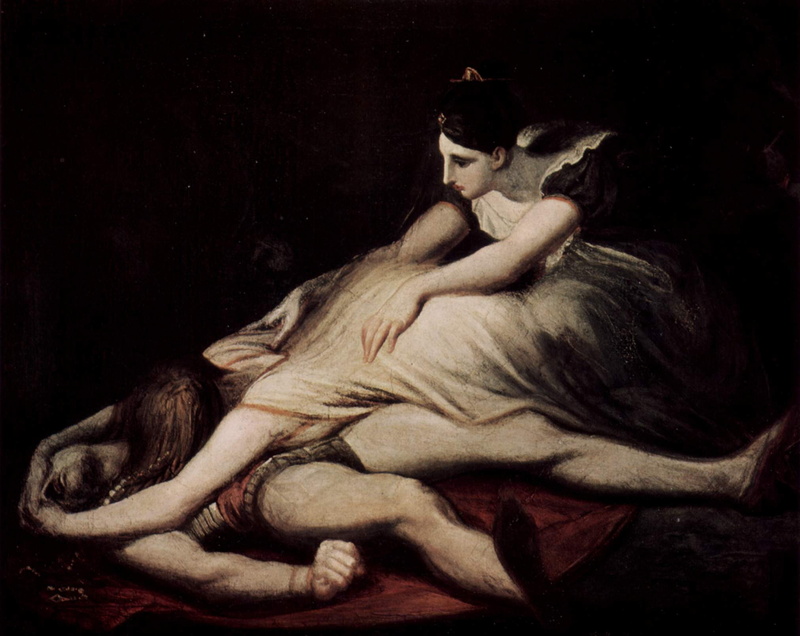 clothing, lying down, fashion, couple - relationship, people, Henry Fuseli, women, mid adult, black background, young adult, portrait, depression - sadness