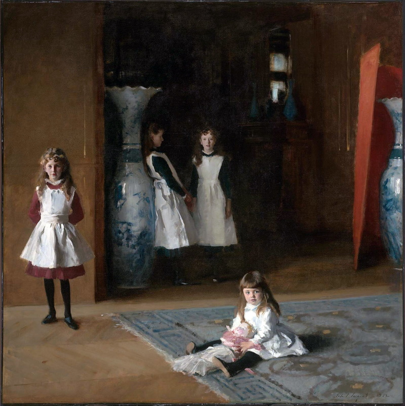 teenager, classic art, dark, adult, full length, architecture, girls, John Singer Sargent, young adult, gothic style, fear, child, group of people, emotion