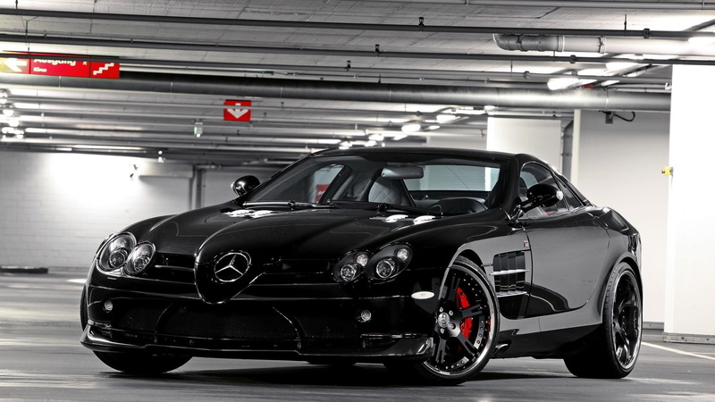 indoors, black cars, Mercedes-Benz, motor vehicle, built structure, city, sign, illuminated, parking, coupe, land vehicle, black, parking garage, benz