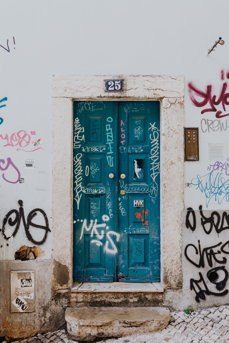 art and craft, wall - building feature, text, portugal, Europe, messy, building, city, day, street art, house, portuguese, sign, building exterior, architecture