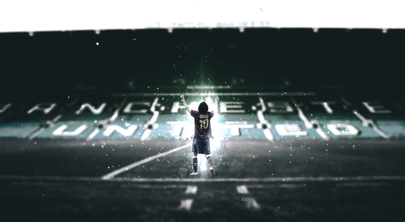 sport, wet, soccer, manchester, cold temperature, one person, trafford, snowing, lifestyles, full length, leisure activity, stadium, winter, messi, outdoors