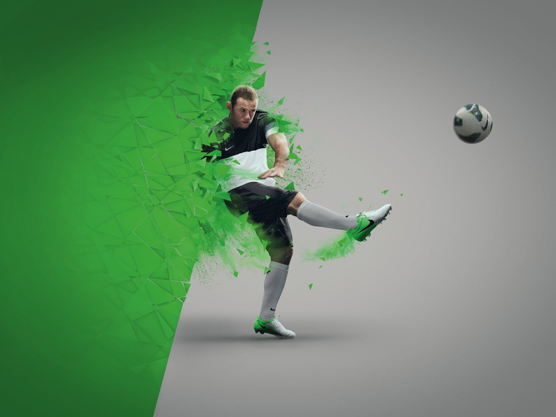 digital composite, full length, Manchester United Football Club, Sport, one person, Manchester United, sports equipment, hair, gray background, young adult