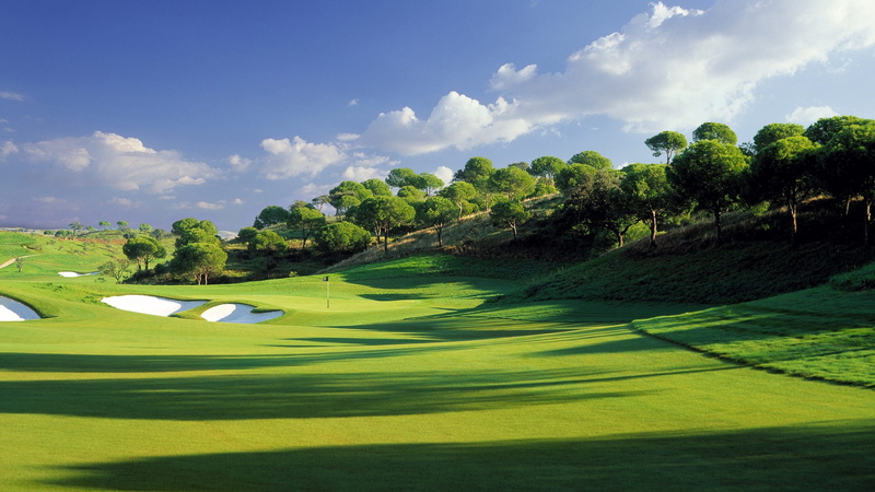 scenics - nature, activity, golf course, tranquil scene, day, plant, land, sand trap, landscape, nature, green - golf course, cloud - sky, green color