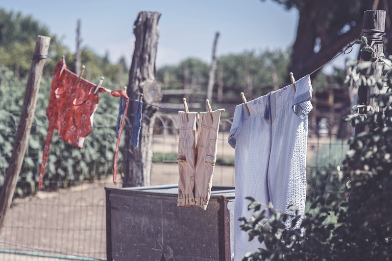 washing, infant, rope, cloth, freshness, garment, built structure, housework, baby, focus on foreground, plant, drying, blue, clean, hanging, 4K, clothing