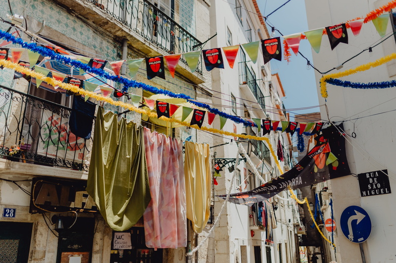 lisbon, choice, colorful, building exterior, festival, happy, downtown, building, decorations, day, art and craft, town, hanging, anthony, laundry, santo antonio