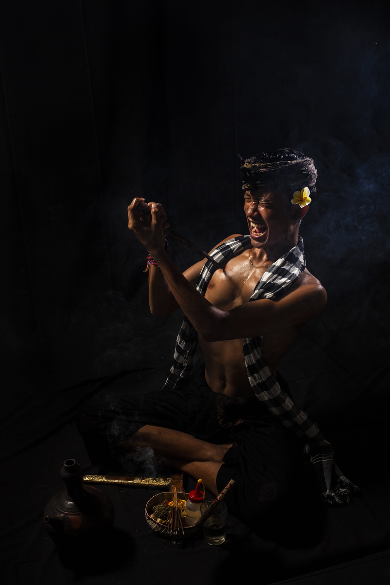 woman, balinese, people, festival, holding, holiday, studio shot, real people, ceremony, sitting, flower, dance, young men, young adult, spirit, shirtless